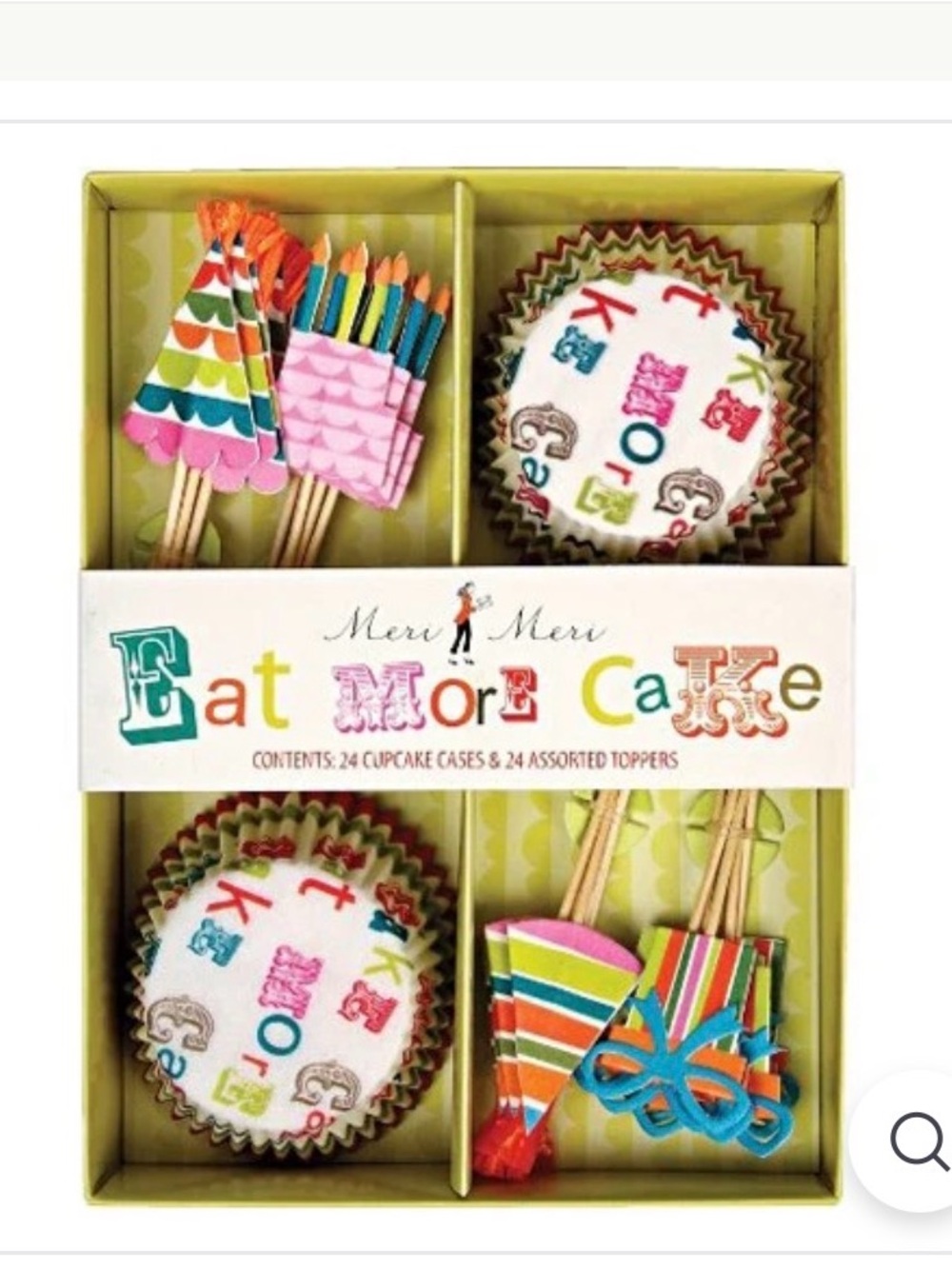 Meri Meri Bright Multicolor Cupcake Cases & Assorted Party Toppers - 24